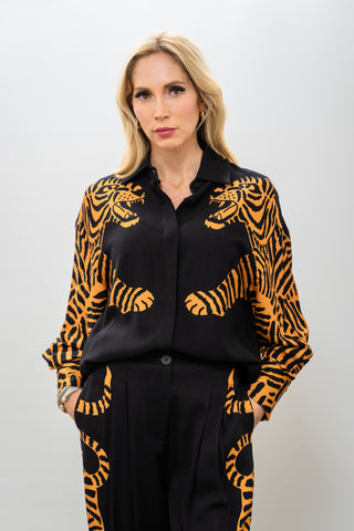 FARM RIO Black Tiger Long Sleeve Shirt