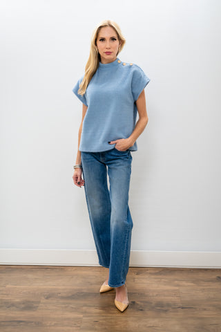 THML Button Collar Sweater Top