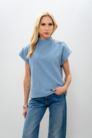 THML Button Collar Sweater Top