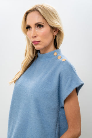 THML Button Collar Sweater Top