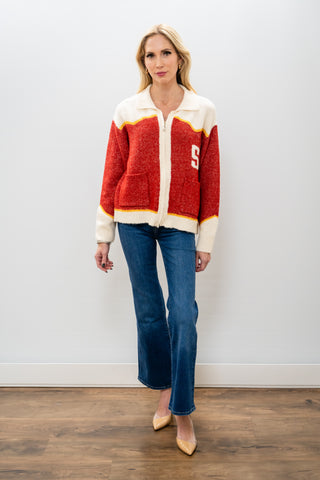 BAILEY ROSE Vintage Red Zip Up Cardigan
