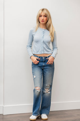 ROSIE POSIE Ruffle Button Cardi