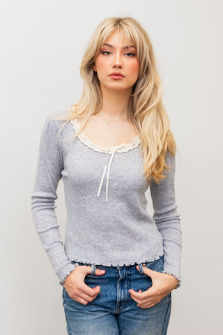 ROSIE POSIE Knit Tops w/ Lace and Ribbon