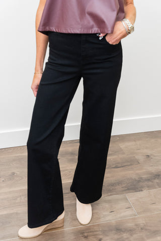 FRAME Le Slim Palazzo Black Jeans