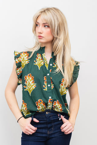 THML Flutter Sleeve Floral Top