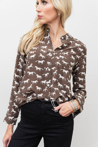 RAILS Ivory Horses Kate Blouse