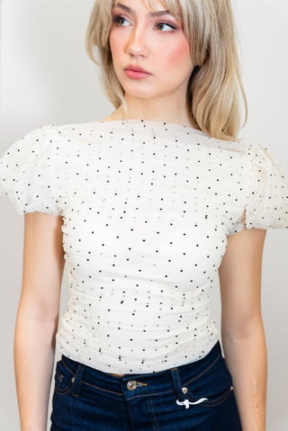WHITEROOM+CACTUS Mesh Polka Dot Top