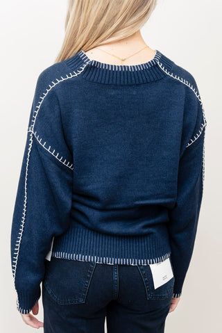WHITEROOM+CACTUS Navy Stitch Sweater