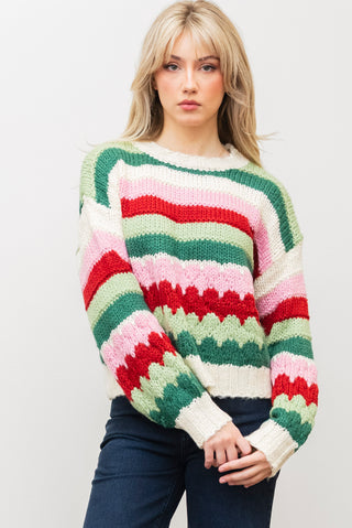 DREAMERS BY DEBUT Multi Stripe Sweater
