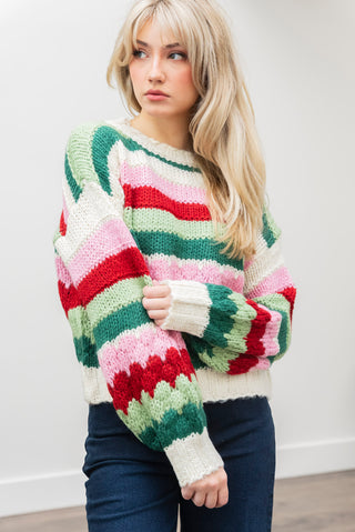 DREAMERS BY DEBUT Multi Stripe Sweater