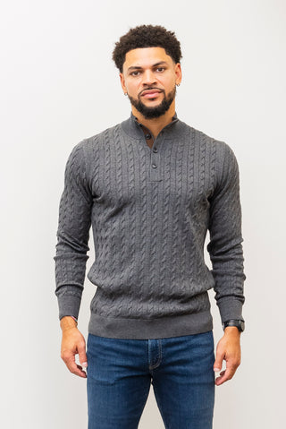 MIZUMI 1/4 Zip Cable Knit Sweater