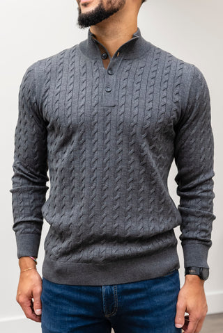 MIZUMI 1/4 Zip Cable Knit Sweater