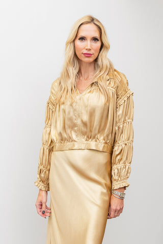 CURRENT AIR Gold 3 Bias Cut Skirt