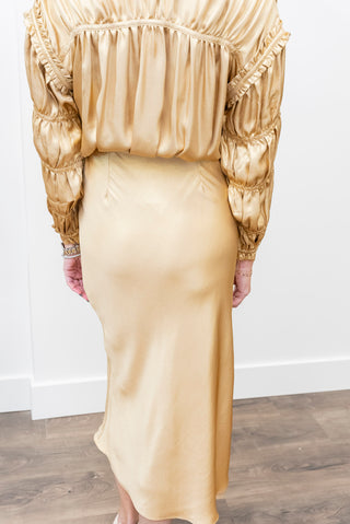 CURRENT AIR Gold 3 Bias Cut Skirt