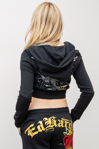 ED HARDY Rhinestone Sacred Zip Hoody