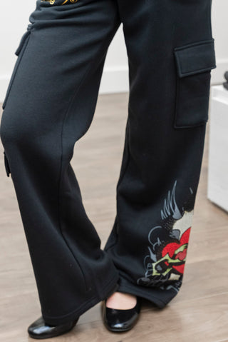 ED HARDY Rhinestone Sacred Heart Cargo Pants