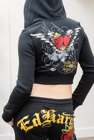 ED HARDY Rhinestone Sacred Zip Hoody