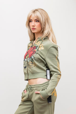 ED HARDY Dragon Heart Boxy Zip Hoody