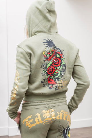 ED HARDY Dragon Heart Boxy Zip Hoody