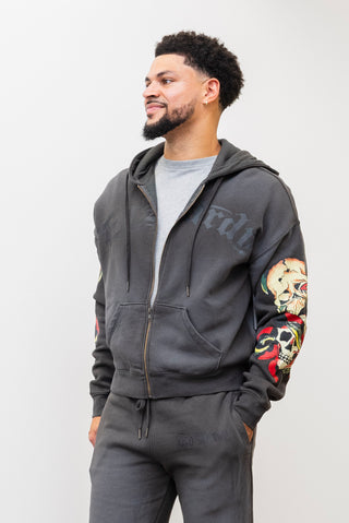 ED HARDY Skulls Boxy Zip Hoody