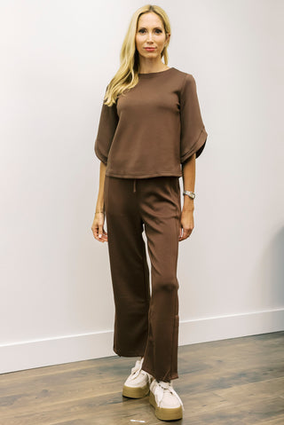 P CILL 3/4 Flare Sleeve Round Neck Top