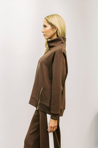 P CILL Modal Mock Neck Top w/ Side Zipper