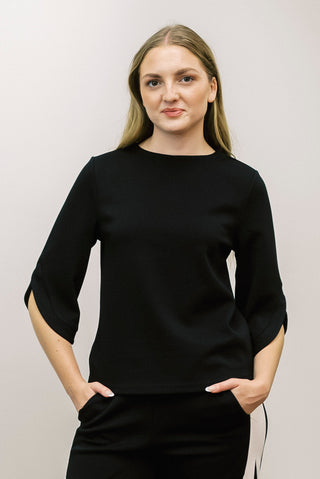 P CILL 3/4 Flare Sleeve Round Neck Top